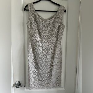 Ann Taylor Vintage Grey Lace Sheath Dress